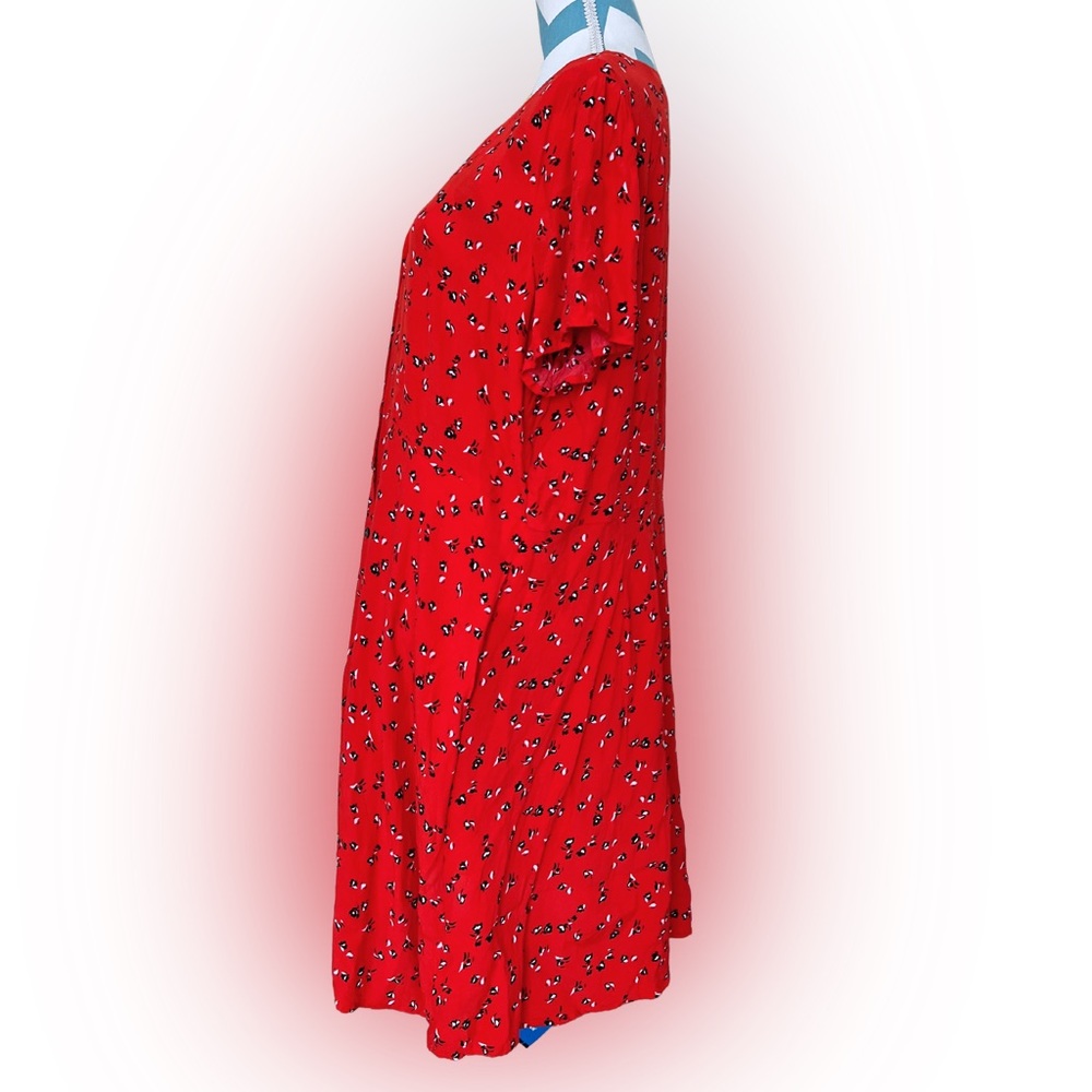 Gap size XXL Short Sleeve Midi Red Dress with Pockets - Picture 3 of 11